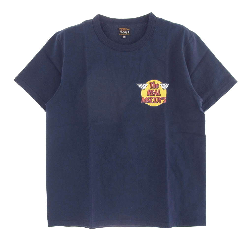 The REAL McCOY'S ザリアルマッコイズ MC20001 LOGO TEE ロゴプリント Ｔシャツ 半袖カットソー ネイビー系 38【新古品】【未使用】【中古】