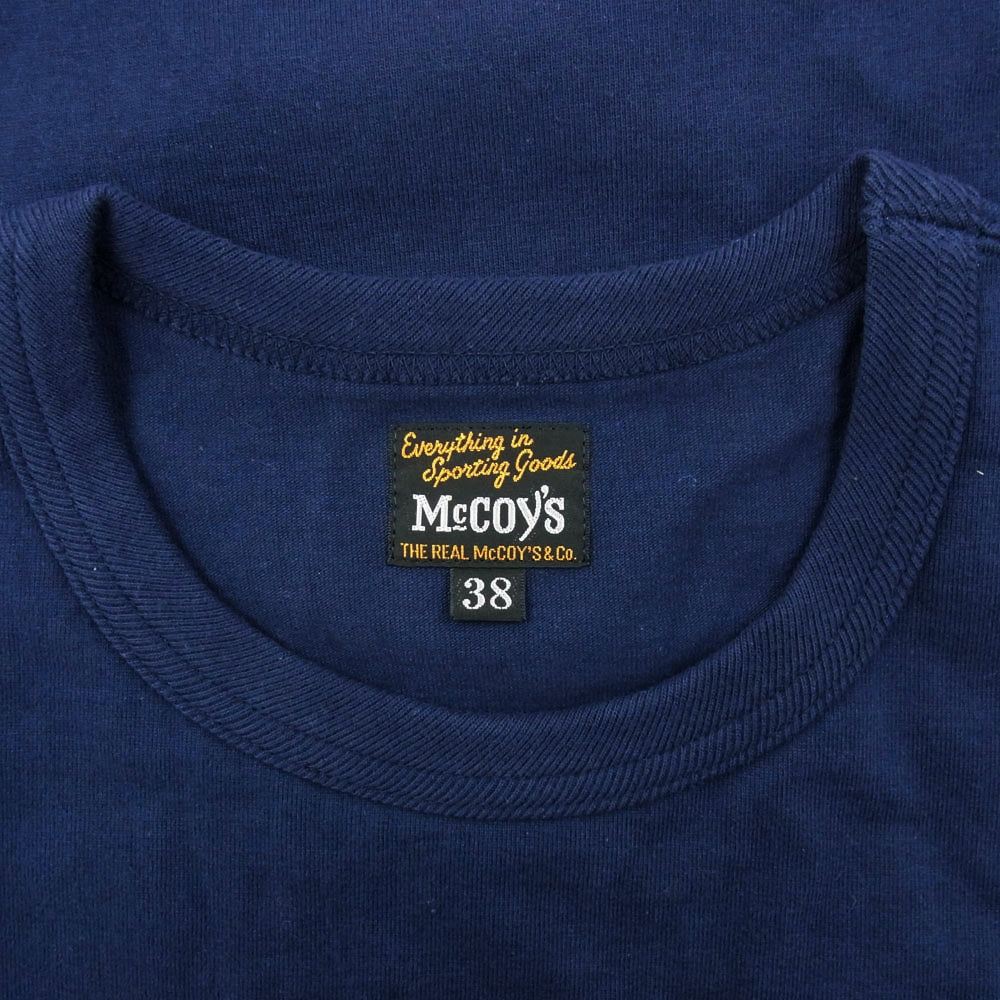 The REAL McCOY'S ザリアルマッコイズ MC20001 LOGO TEE ロゴプリント Ｔシャツ 半袖カットソー ネイビー系 38【新古品】【未使用】【中古】