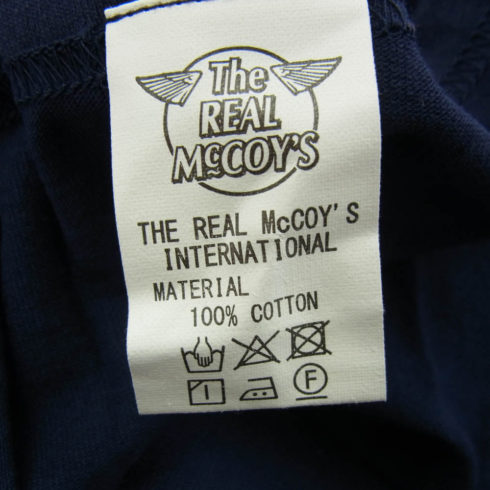 The REAL McCOY'S ザリアルマッコイズ MC20001 LOGO TEE ロゴプリント Ｔシャツ 半袖カットソー ネイビー系 38【新古品】【未使用】【中古】