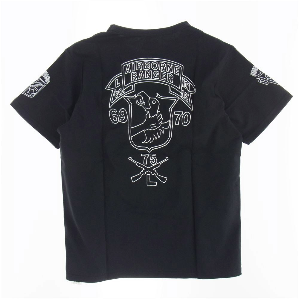 The REAL McCOY'S ザリアルマッコイズ MC20014 AIRBORNE RANGER MILITARY TEE プリント Ｔシャツ 半袖カットソー ブラック系 38【新古品】【未使用】【中古】