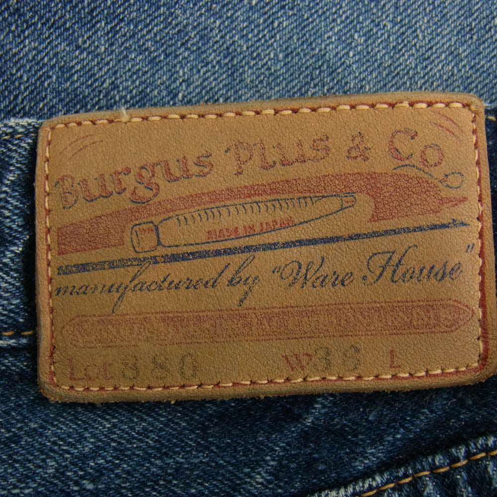 WAREHOUSE ウエアハウス 880 × BURGUS PLUS バーガスプラス Vintage Slim Jeans セルビッジ デニムパンツ ボタンフライ インディゴブルー系 36【中古】