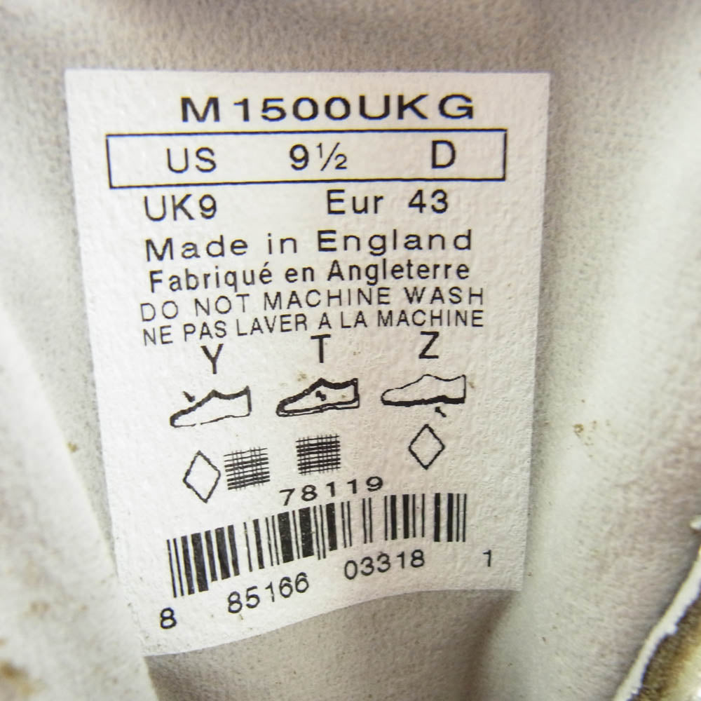 NEW BALANCE ニューバランス M1500UK G 【観賞用】Made in UK 1500 GRAY グレー系 27.5cm【中古】