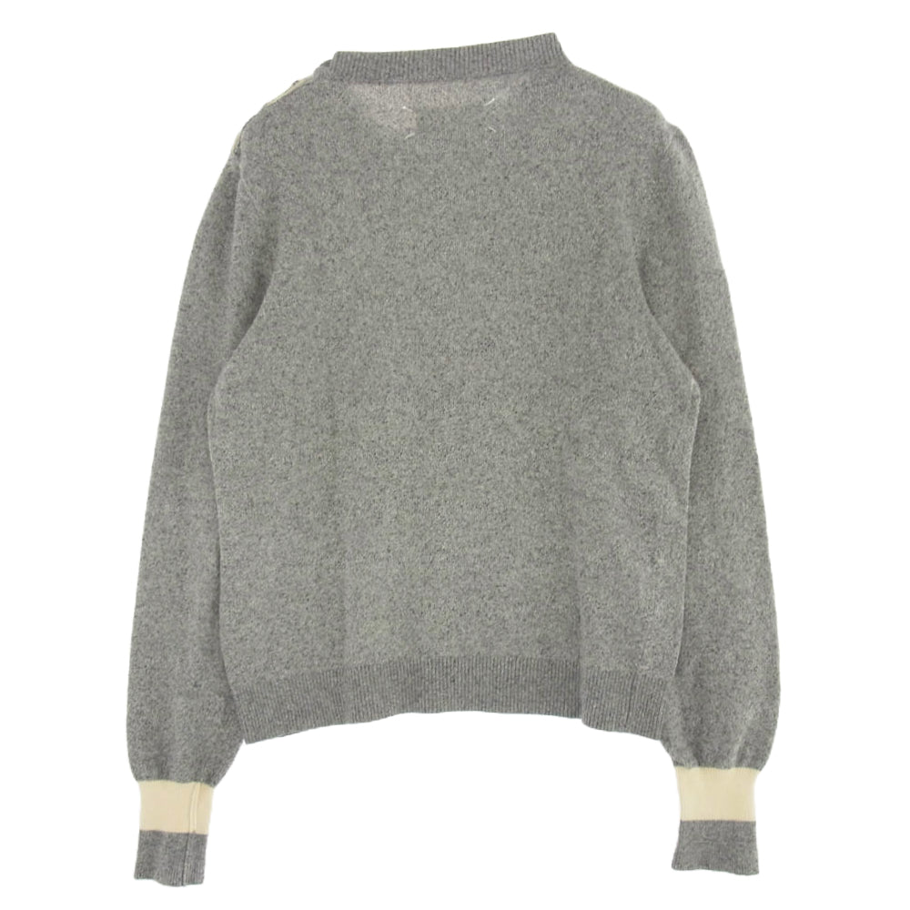 MAISON MARGIELA メゾンマルジェラ 16SS S30HA0870 14ライン 4ステッチ シルクコットン ショルダーボタン クルーネックニット グレー系 S【中古】