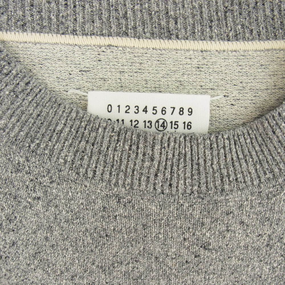 MAISON MARGIELA メゾンマルジェラ 16SS S30HA0870 14ライン 4ステッチ シルクコットン ショルダーボタン クルーネックニット グレー系 S【中古】