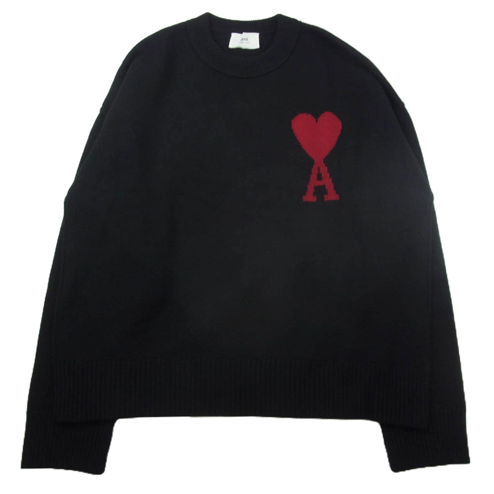 AMI PARIS アミパリス BFUKS006 Ami de Coeur ロゴ セーター ニット ブラック系 XXL【美品】【中古】