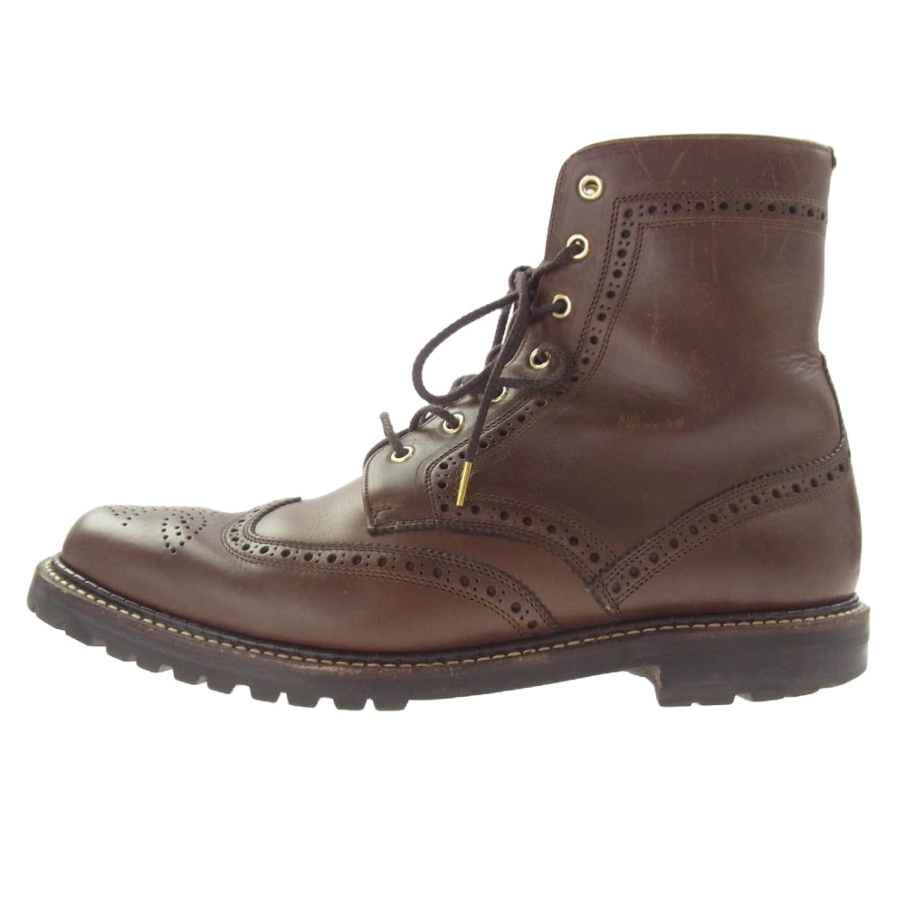 foot the coacher フットザコーチャー 1312002 ウィングチップ サイド ジップ アップ ブーツ ダークブラウン系 9【中古】