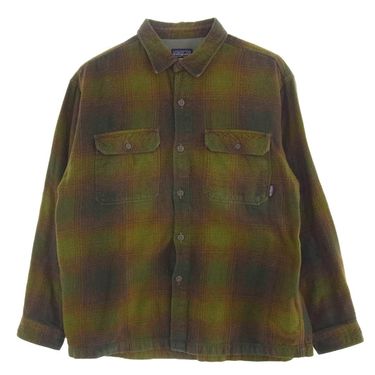 patagonia パタゴニア 53866F4 04年製 Fjord Flannel Shirt フィヨルド フランネル 長袖 シャツ グリーン系 M【中古】