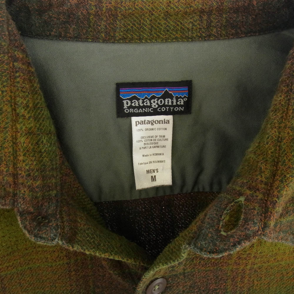 patagonia パタゴニア 53866F4 04年製 Fjord Flannel Shirt フィヨルド フランネル 長袖 シャツ グリーン系 M【中古】
