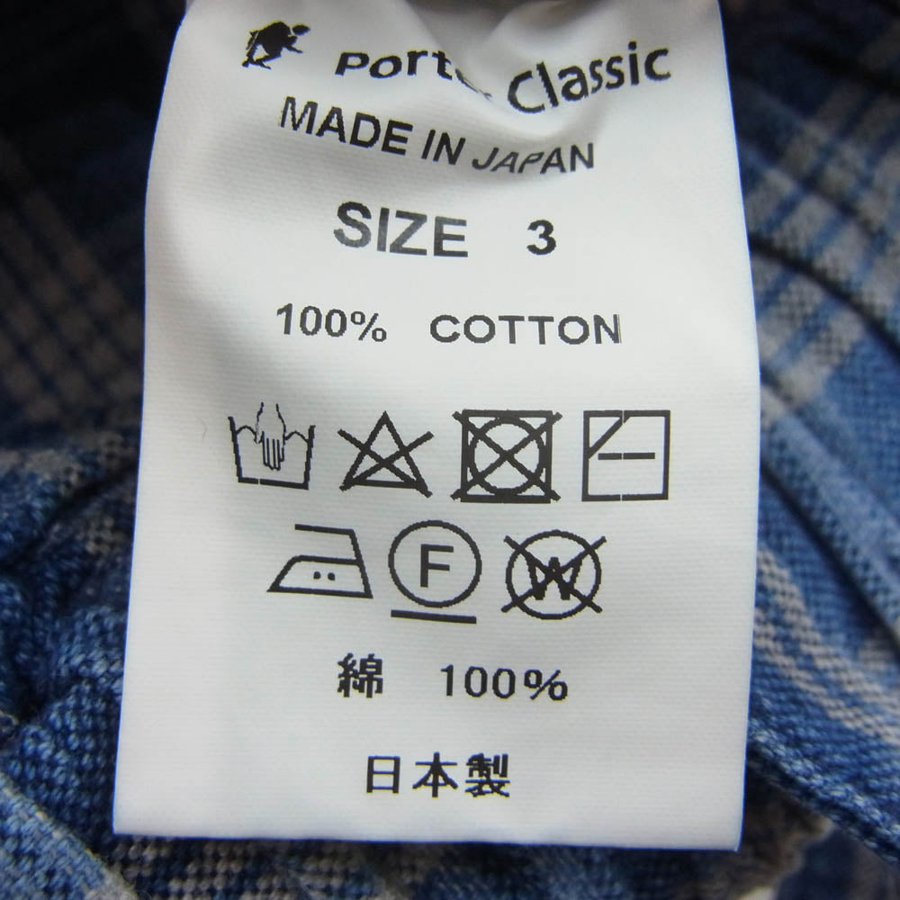 PORTER CLASSIC ポータークラシック HAWAIIAN DENIM チェック イージーパンツ ブルー系 3【中古】