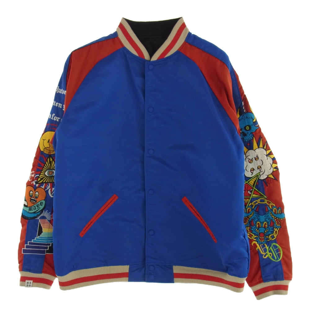 メイヨー 21MY-SJ02 Arm embroidery reversible souvenir JKT Blue 袖 刺繍 リバーシブル ジャケット ブルー マルチカラー系 ブラック系 L【中古】