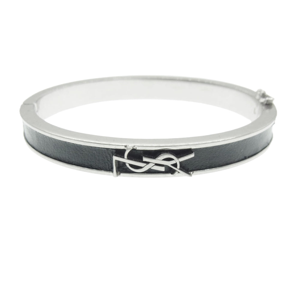 SAINT LAURENT サンローラン ロゴデザイン カサンドラ バングル シルバー系【中古】