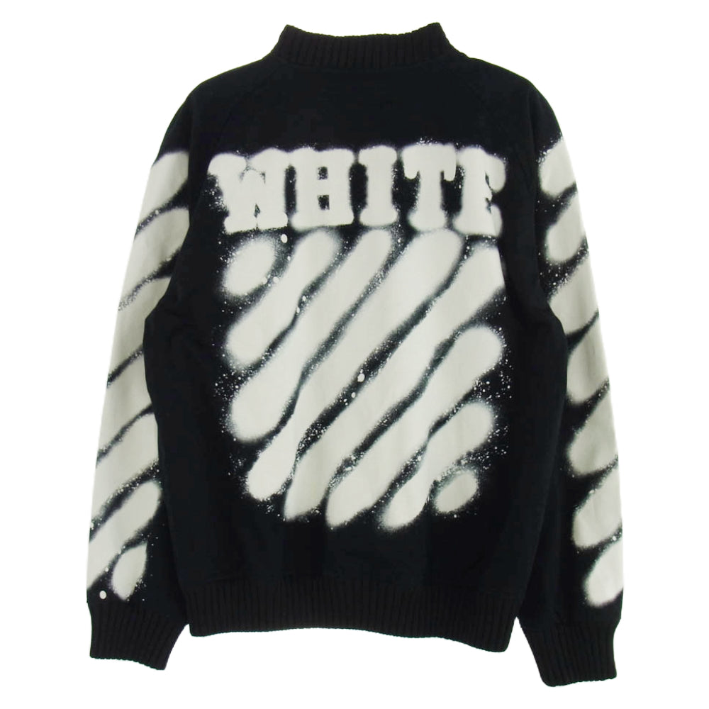 OFF-WHITE オフホワイト スプレーロゴ スタジアム ジャケット ブルゾン ブラック系 L【中古】