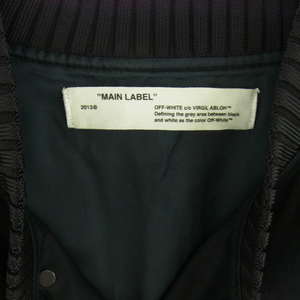 OFF-WHITE オフホワイト スプレーロゴ スタジアム ジャケット ブルゾン ブラック系 L【中古】