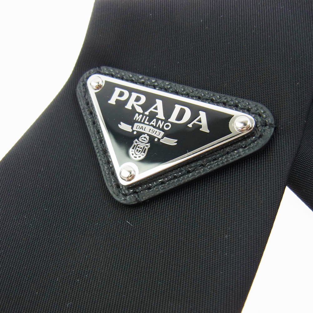 PRADA プラダ Re-Nylonトライアングル プレート ギャバジン ネクタイ ブラック系【極上美品】【中古】