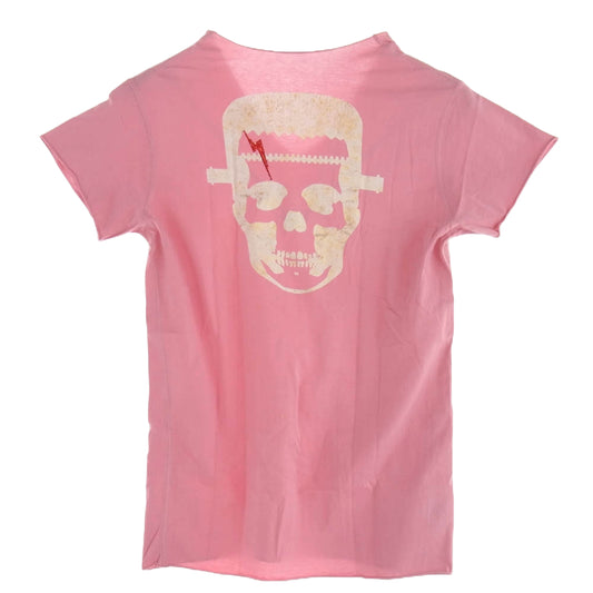 Lucien Pellat-Finet ルシアンペラフィネ バック スカルプリント ライトストーン Vネック Ｔシャツ 半袖カットソー ピンク系 S【中古】