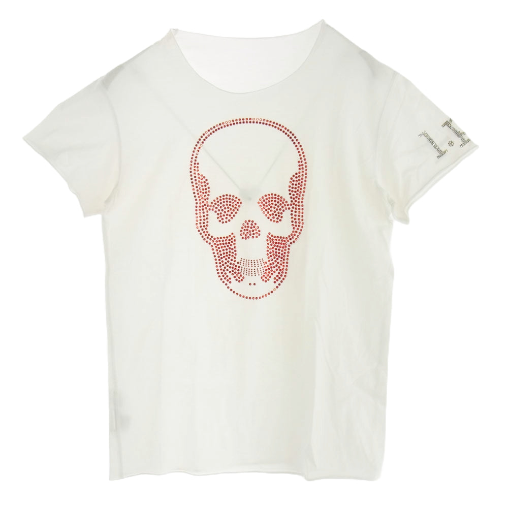 Lucien Pellat-Finet ルシアンペラフィネ スカル ライトストーン デザイン Ｔシャツ 半袖カットソー ホワイト系 S【中古】