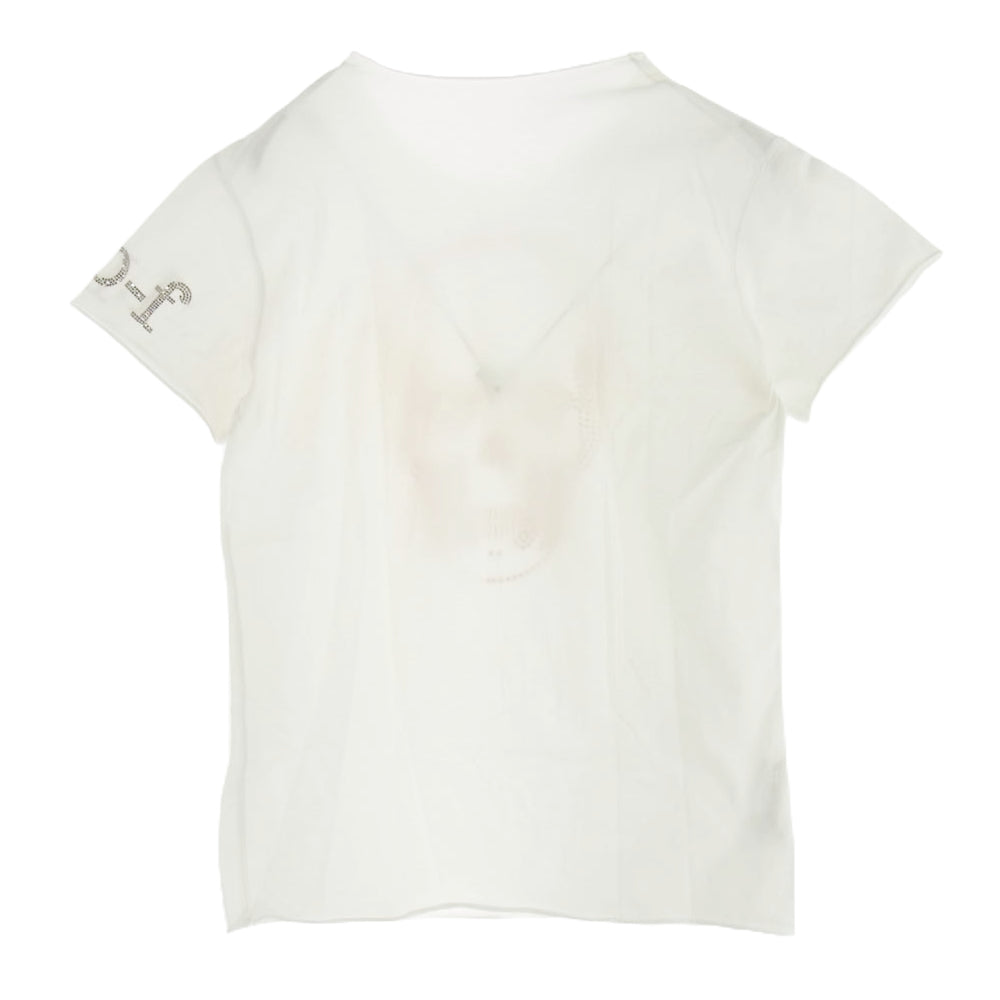 Lucien Pellat-Finet ルシアンペラフィネ スカル ライトストーン デザイン Ｔシャツ 半袖カットソー ホワイト系 S【中古】