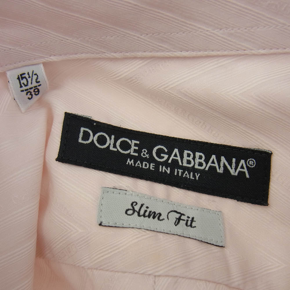 DOLCE&GABBANA ドルチェアンドガッバーナ G5181T スプレッドカラー 長袖 ドレスシャツ ペールピンク ピンク系 39【中古】