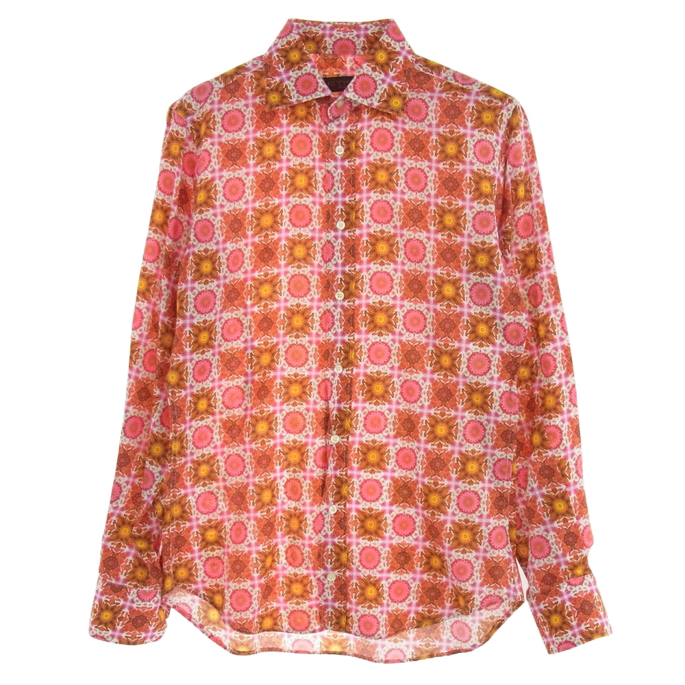ETRO エトロ 花柄 長袖 シャツ レッド系 ピンク系 38【中古】