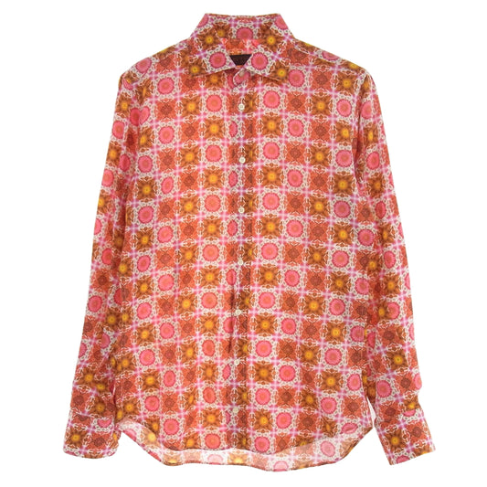 ETRO エトロ 花柄 長袖 シャツ レッド系 ピンク系 38【中古】