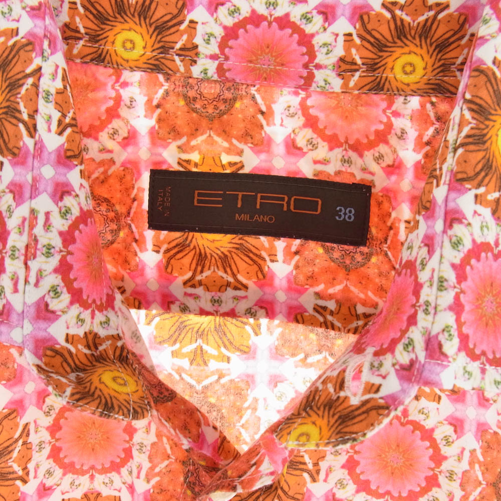 ETRO エトロ 花柄 長袖 シャツ レッド系 ピンク系 38【中古】