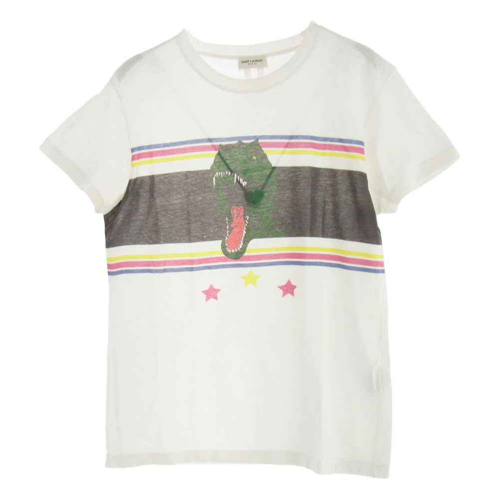 SAINT LAURENT サンローラン 17SS 454150 YB1DF ダイナソー プリント Ｔシャツ 半袖カットソー ホワイト系 XS【中古】
