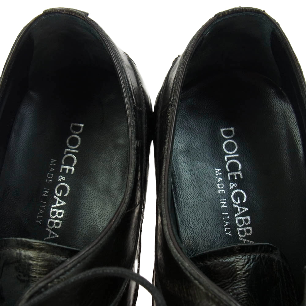 DOLCE&GABBANA ドルチェアンドガッバーナ 1640 8656 ポインテッドトゥ レザー シューズ ブラック系 6.5【中古】