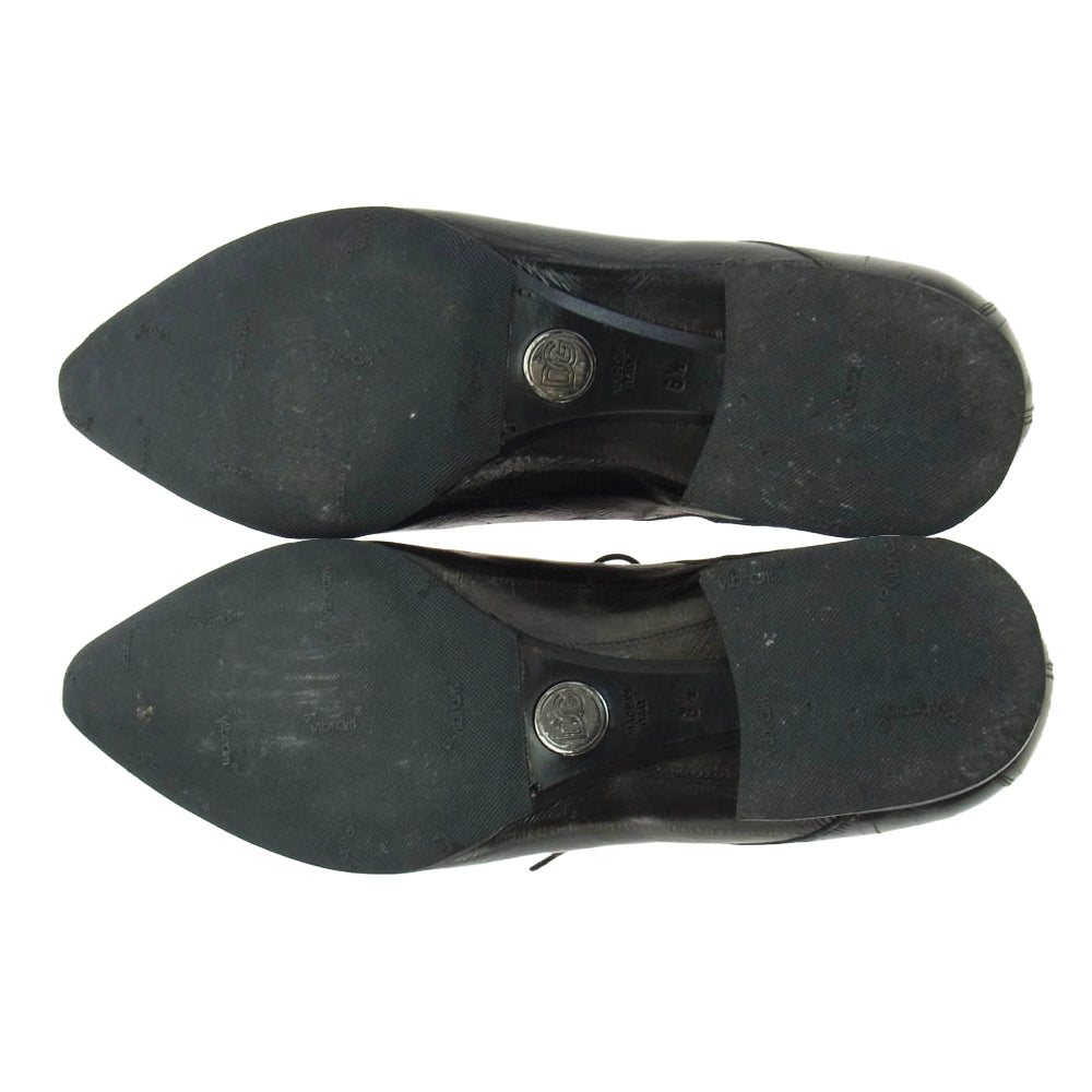 DOLCE&GABBANA ドルチェアンドガッバーナ 1640 8656 ポインテッドトゥ レザー シューズ ブラック系 6.5【中古】