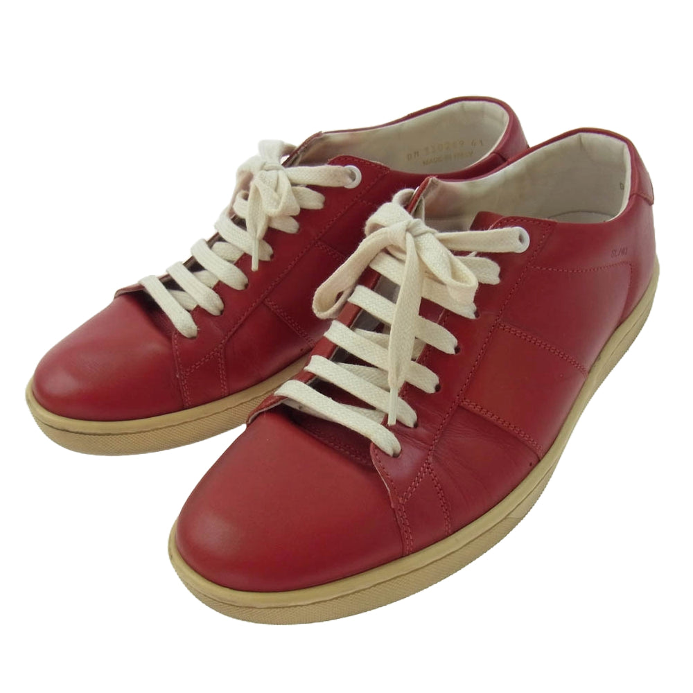 SAINT LAURENT サンローラン 330269 レザー ローカットスニーカー レッド系 41【中古】