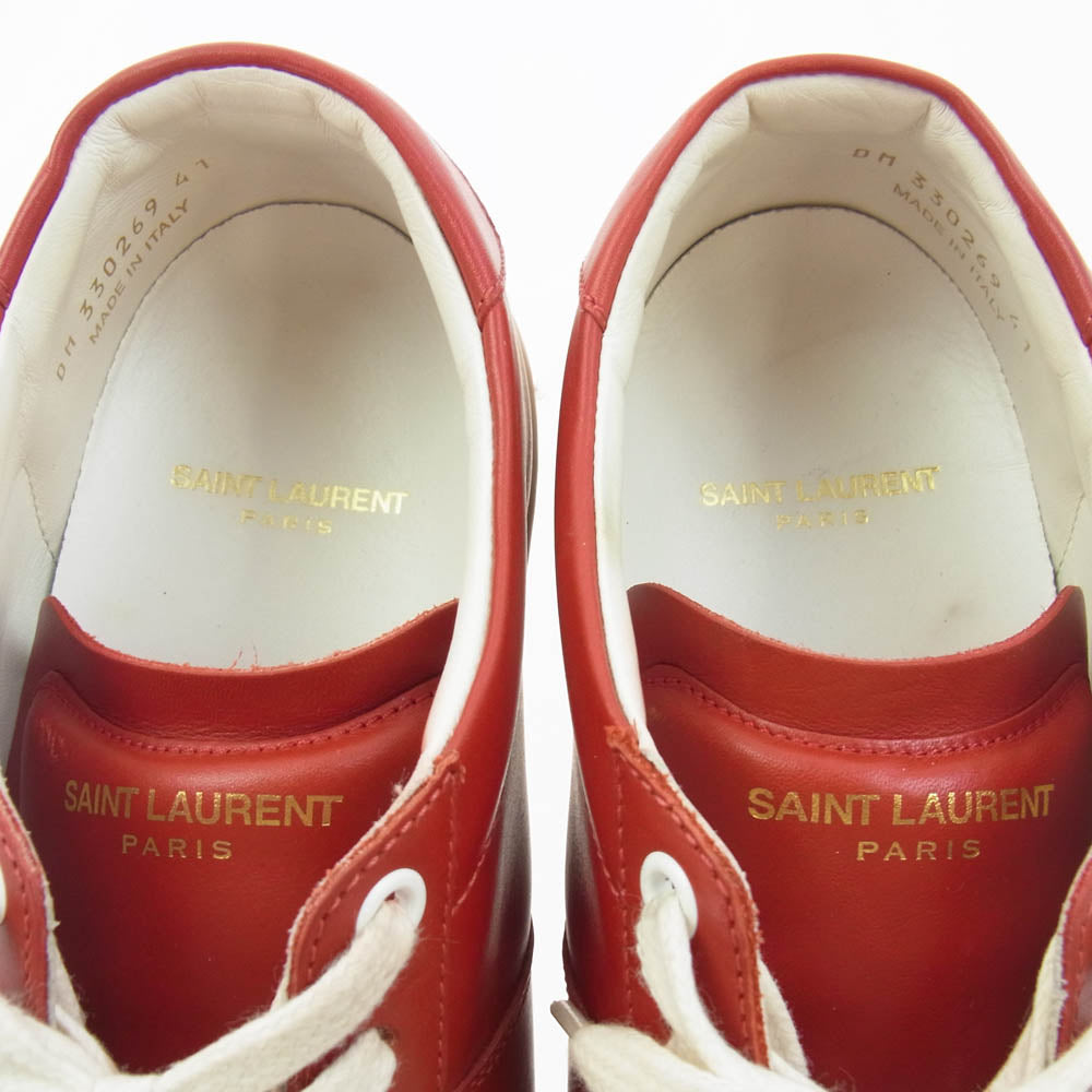 SAINT LAURENT サンローラン 330269 レザー ローカットスニーカー レッド系 41【中古】