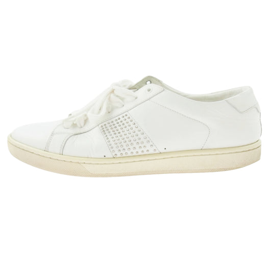 SAINT LAURENT サンローラン 322082 レザー スタッズ ローカットスニーカー ホワイト系 41【中古】