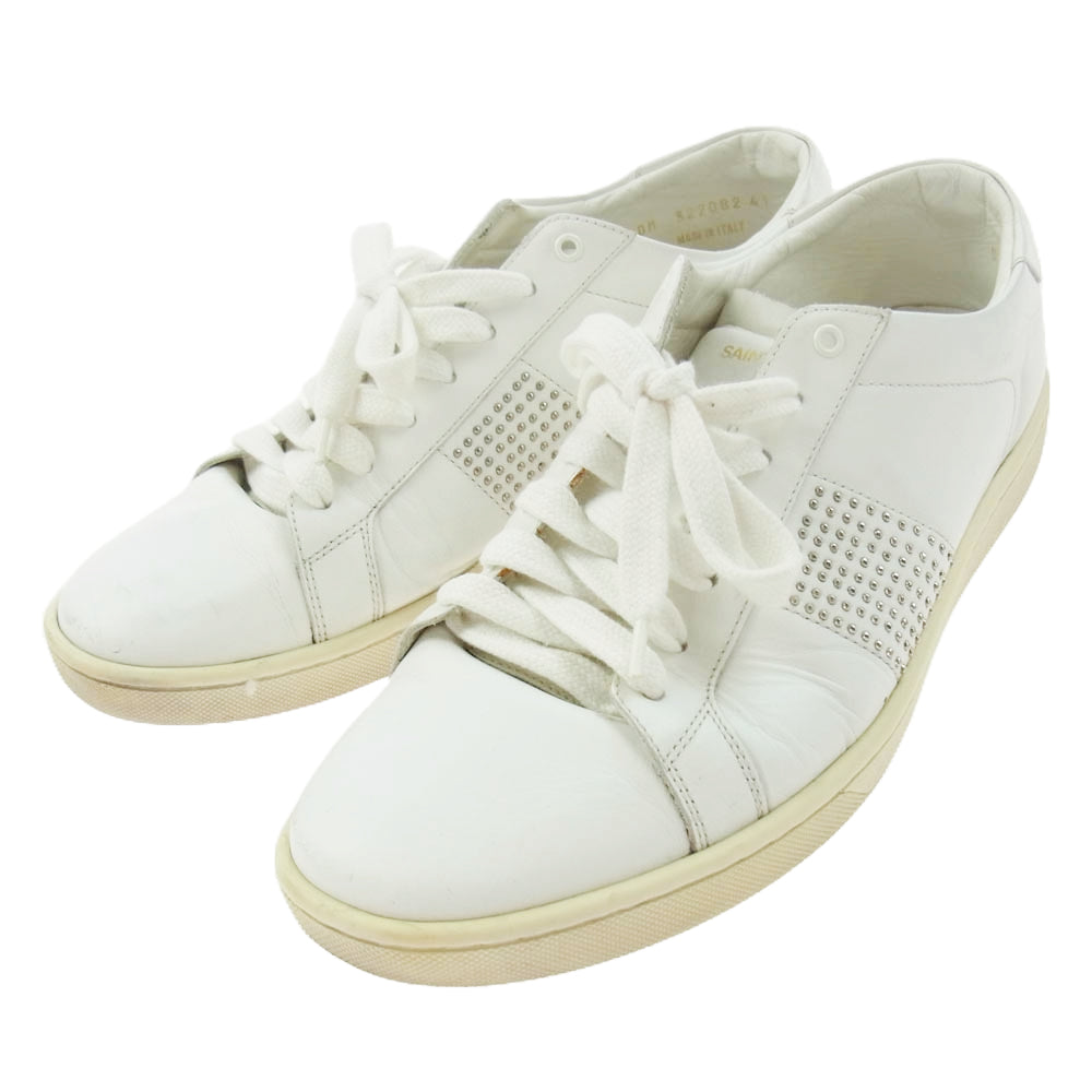 SAINT LAURENT サンローラン 322082 レザー スタッズ ローカットスニーカー ホワイト系 41【中古】