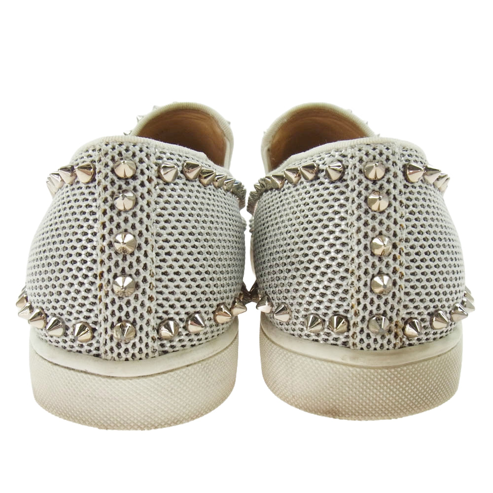 Christian Louboutin クリスチャンルブタン グリッター スパイク スタッズ スリッポン スニーカー グレー系 シルバー系 39.5【中古】