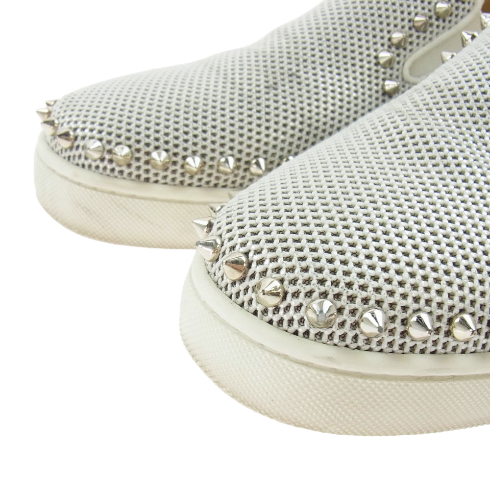 Christian Louboutin クリスチャンルブタン グリッター スパイク スタッズ スリッポン スニーカー グレー系 シルバー系 39.5【中古】