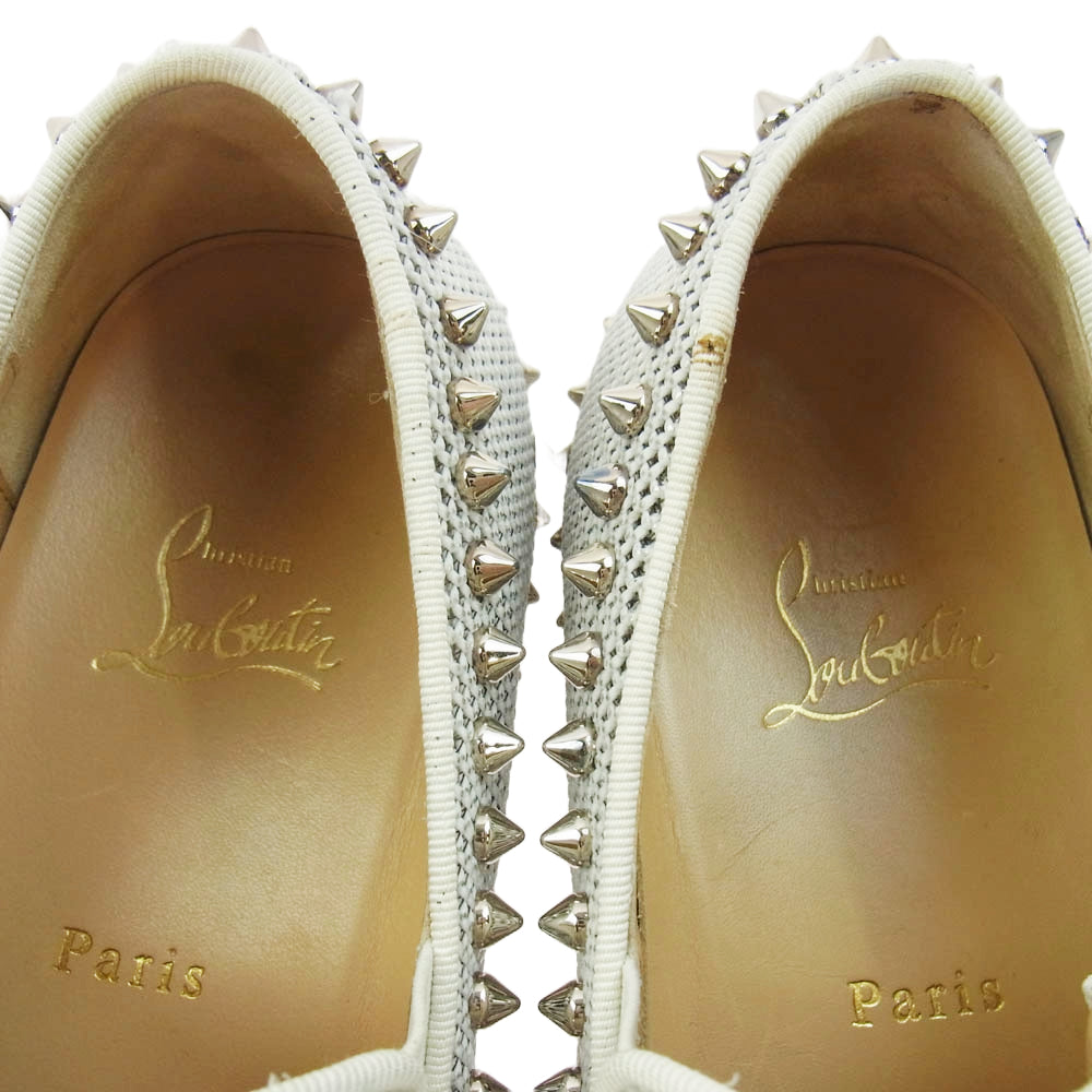 Christian Louboutin クリスチャンルブタン グリッター スパイク スタッズ スリッポン スニーカー グレー系 シルバー系 39.5【中古】