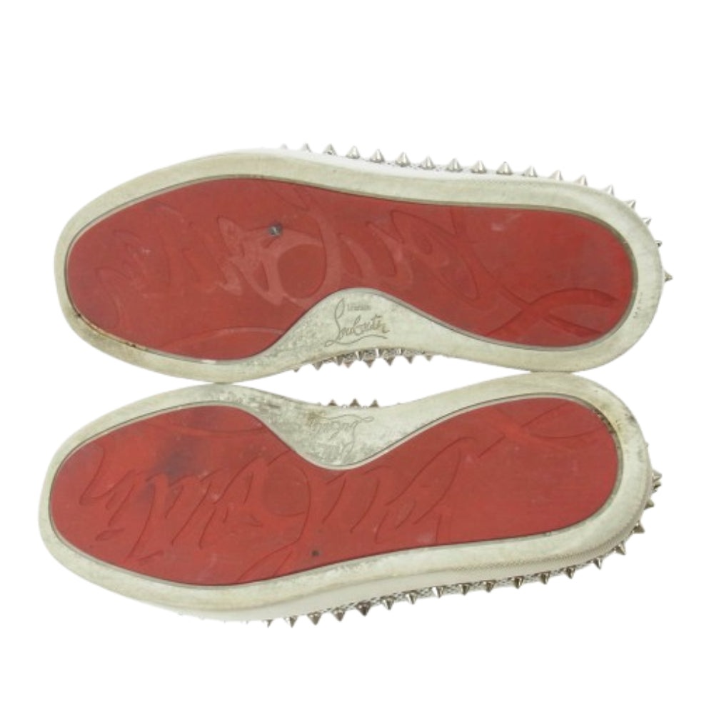 Christian Louboutin クリスチャンルブタン グリッター スパイク スタッズ スリッポン スニーカー グレー系 シルバー系 39.5【中古】