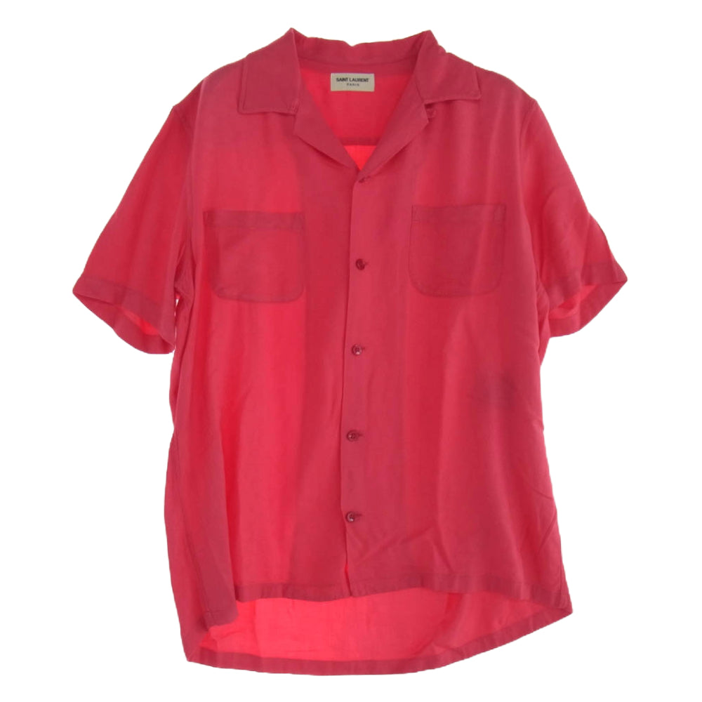 SAINT LAURENT サンローラン 16SS 415167 Y978L エディ期 国内正規品 オープンカラー レーヨン 半袖 シャツ ピンク ピンク系 37【中古】