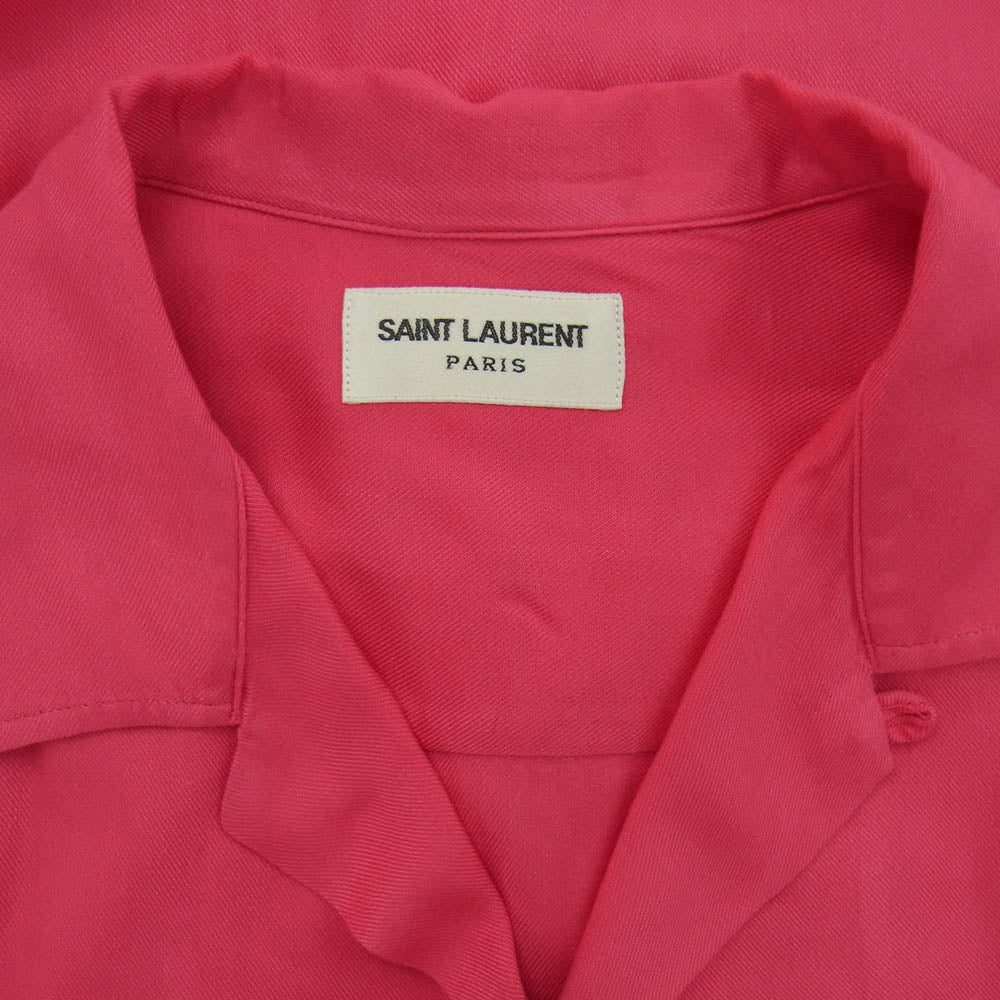 SAINT LAURENT サンローラン 16SS 415167 Y978L エディ期 国内正規品 オープンカラー レーヨン 半袖 シャツ ピンク ピンク系 37【中古】