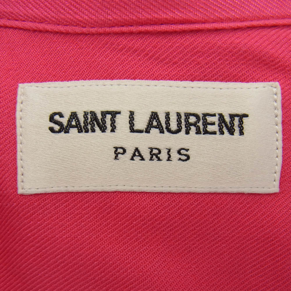 SAINT LAURENT サンローラン 16SS 415167 Y978L エディ期 国内正規品 オープンカラー レーヨン 半袖 シャツ ピンク ピンク系 37【中古】