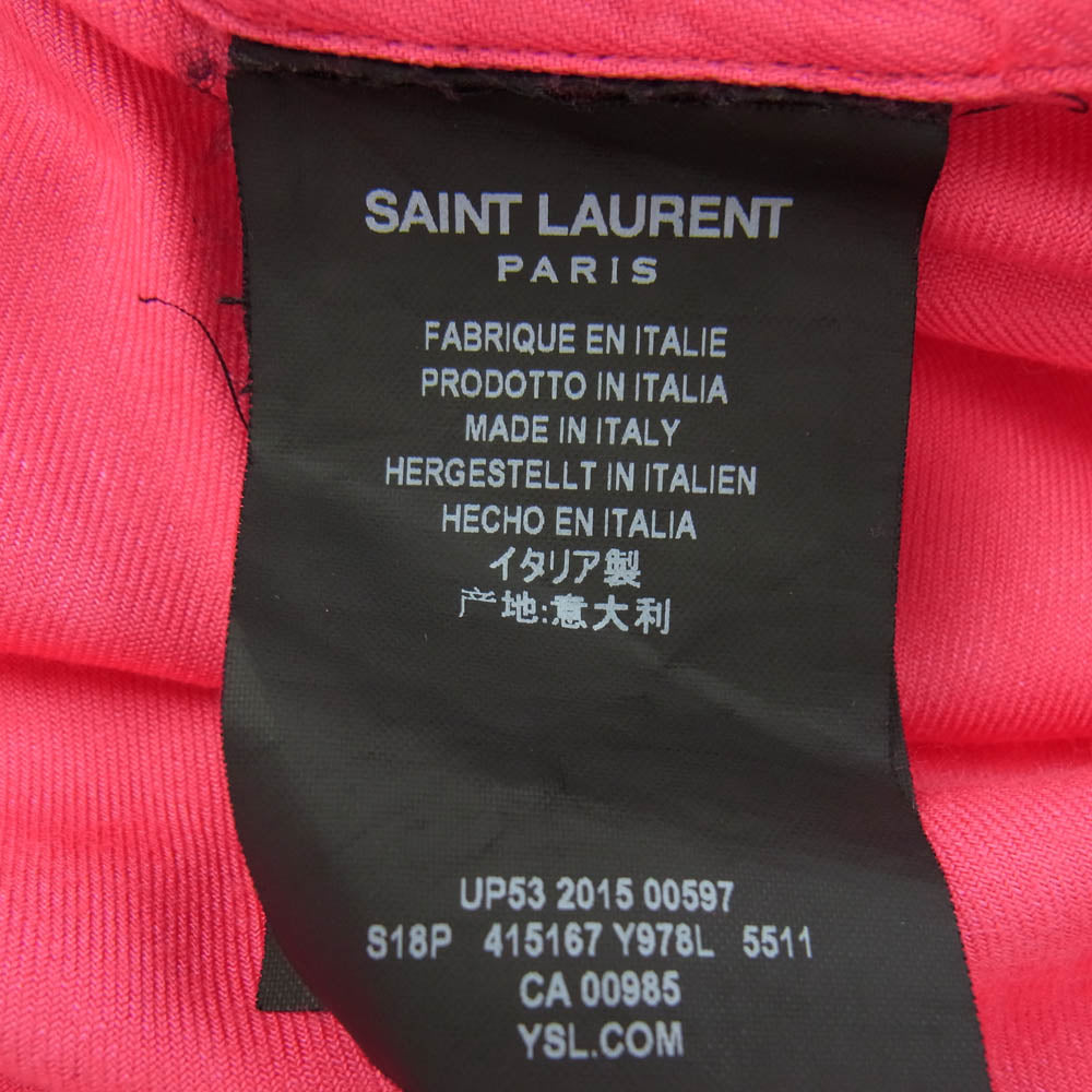 SAINT LAURENT サンローラン 16SS 415167 Y978L エディ期 国内正規品 オープンカラー レーヨン 半袖 シャツ ピンク ピンク系 37【中古】