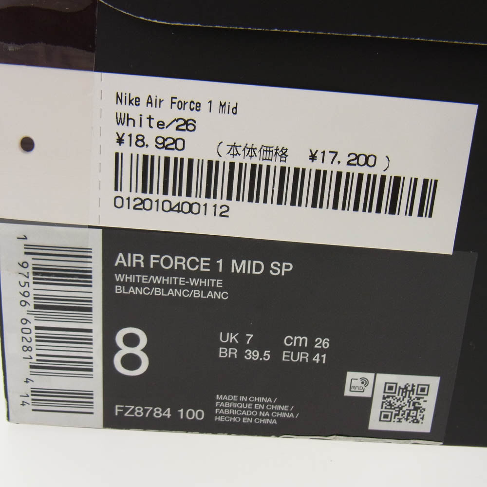 Supreme シュプリーム FZ8784-100 × NIKE AIR FORCE 1 MID エアフォース1 ミッド スニーカー ホワイト系 26cm【中古】