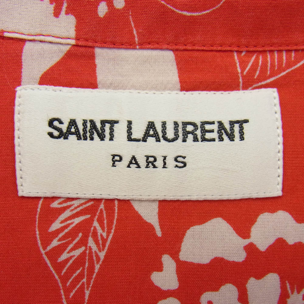 SAINT LAURENT サンローラン 17SS 415167 Y316P ハイビスカス パイナップル柄 アロハ 半袖 シャツ レッド系 37【中古】