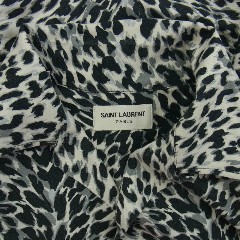 SAINT LAURENT サンローラン 17SS 415167 Y315P レオパード柄 オープンカラー レーヨン 半袖シャツ ブラック系 37【中古】