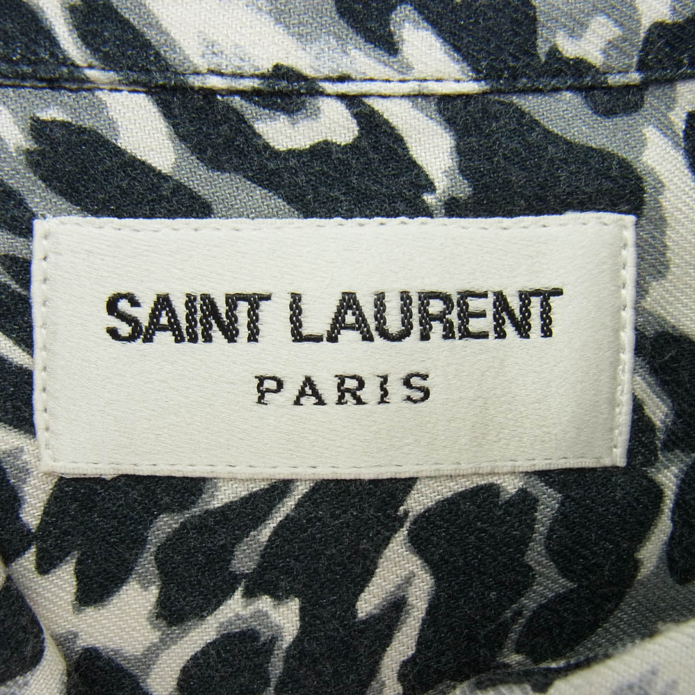 SAINT LAURENT サンローラン 17SS 415167 Y315P レオパード柄 オープンカラー レーヨン 半袖シャツ ブラック系 37【中古】