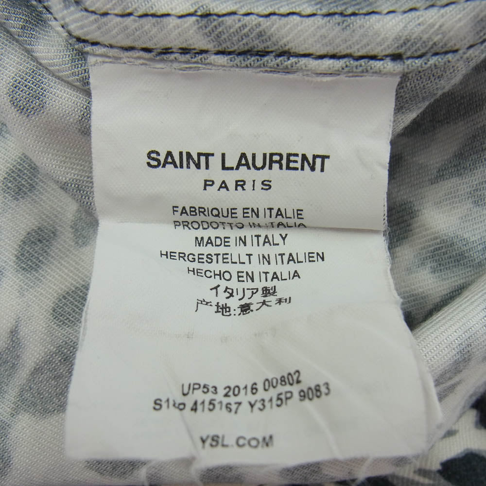 SAINT LAURENT サンローラン 17SS 415167 Y315P レオパード柄 オープンカラー レーヨン 半袖シャツ ブラック系 37【中古】