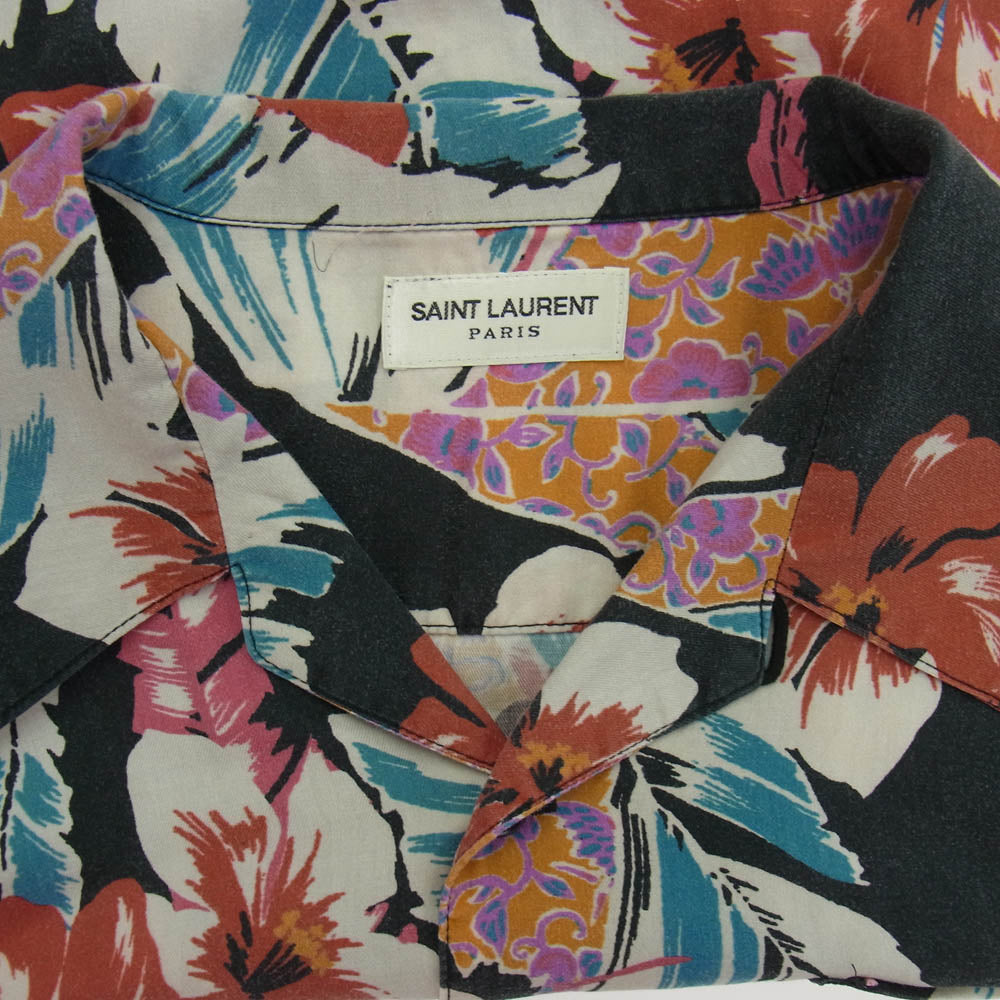 SAINT LAURENT サンローラン 21SS 638555 Y01FB ハワイアン オープンカラー  アロハ 半袖 シャツ ブラック系 マルチカラー系 L【中古】