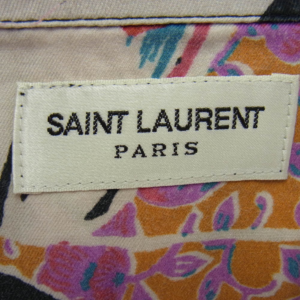SAINT LAURENT サンローラン 21SS 638555 Y01FB ハワイアン オープンカラー  アロハ 半袖 シャツ ブラック系 マルチカラー系 L【中古】