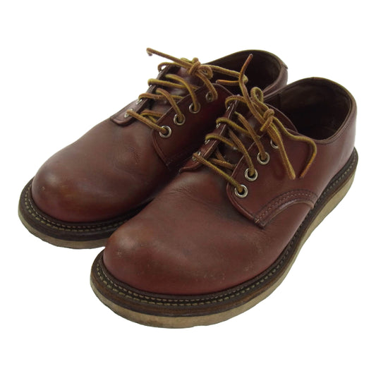 RED WING レッドウィング 8001 WORK OXFORD ROUND TOE オックスフォード 赤茶 オロラセット プレーントゥ ブーツ ブラウン系 24.5cm【中古】