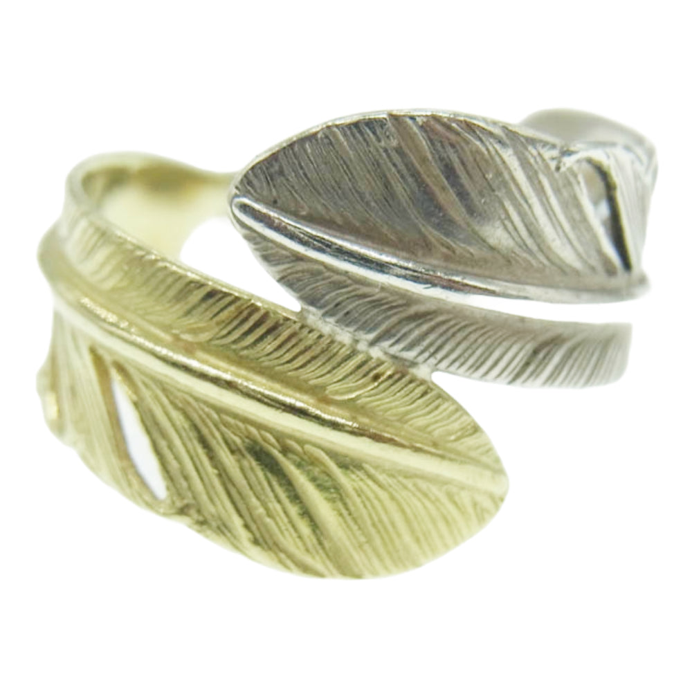 WINGROCK ウィングロック ダブルフェザー リング ゴールド シルバー シルバー系 ゴールド系 9号【中古】