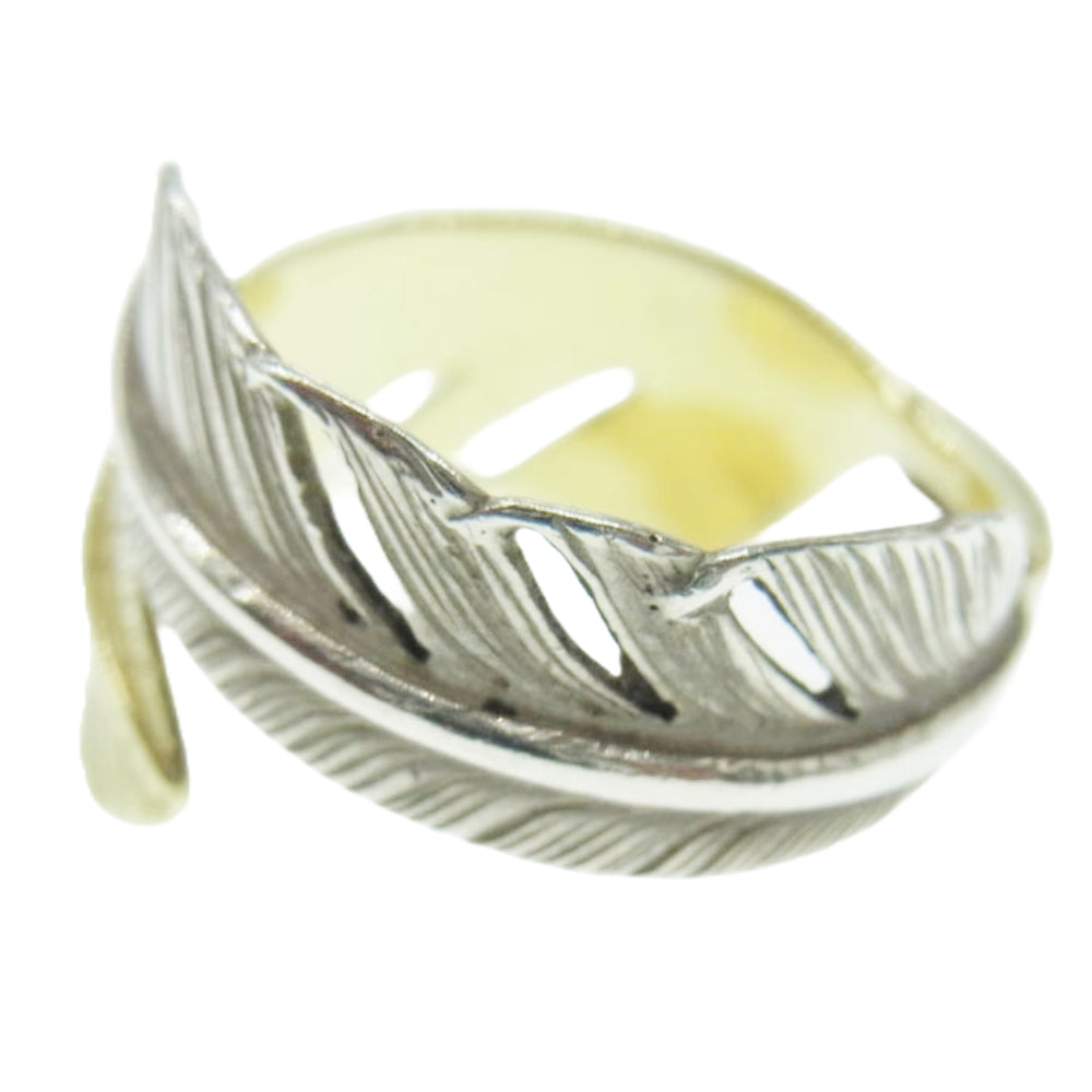 WINGROCK ウィングロック ダブルフェザー リング ゴールド シルバー シルバー系 ゴールド系 9号【中古】